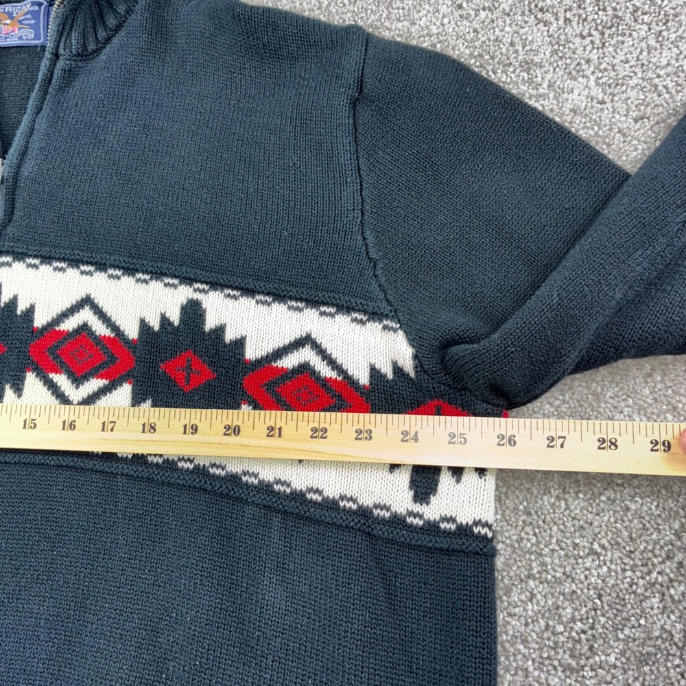 American Living Mens XXL Black Aztec Southwestern Boho 1/4 Zip Sweater Cotton - Picture 5 of 9